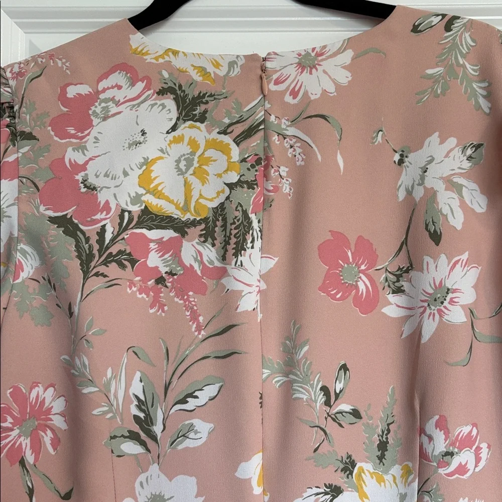 LOFT Pink Floral Smocked Ruffle Dress size XL - Picture 5 of 6